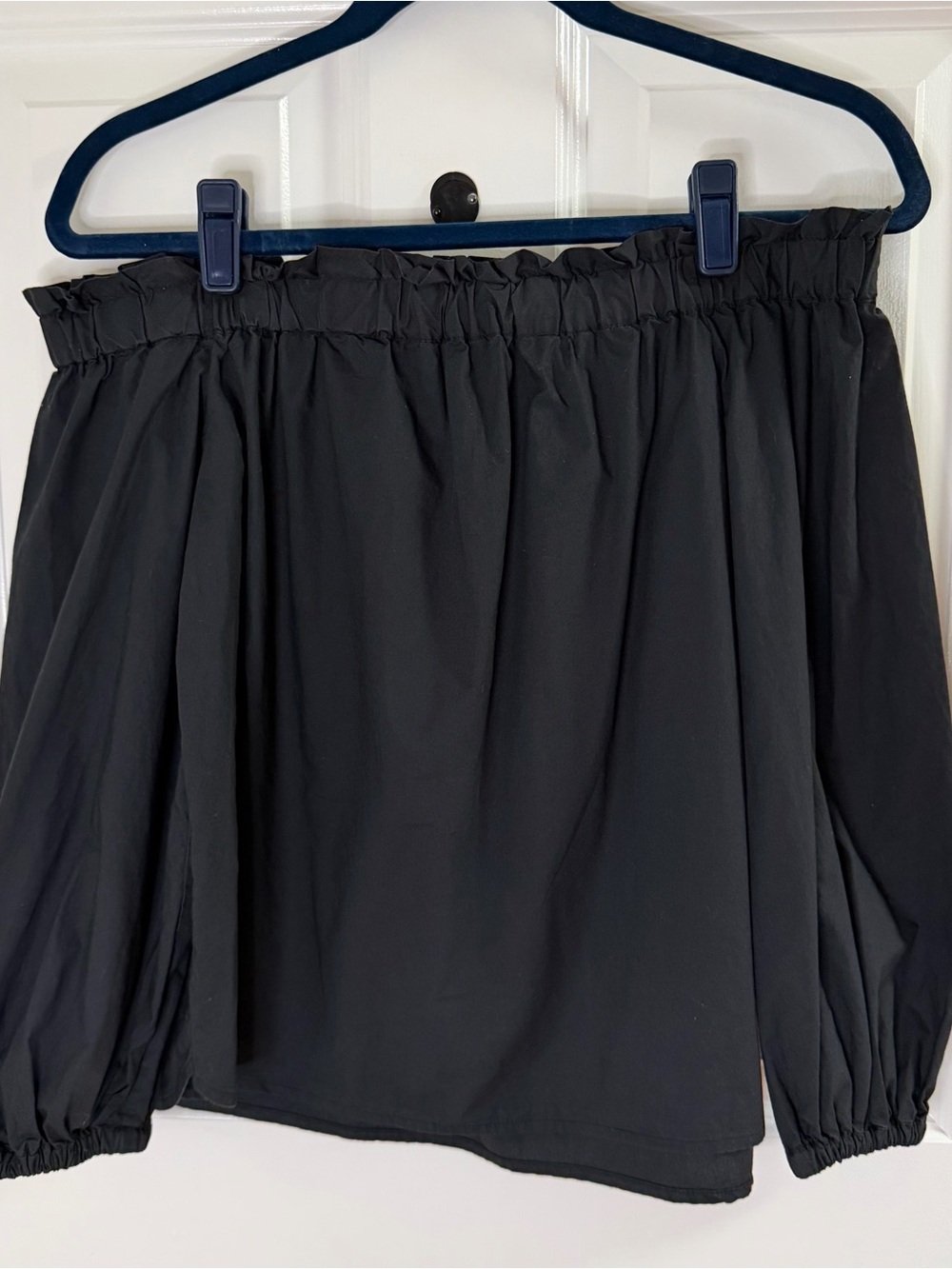 J. Crew Black Off-Shoulder Peasant Top